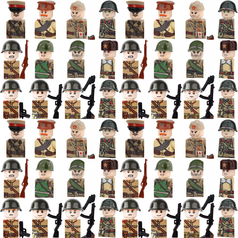 Lego Minifigure Holder - Figurines de soldats soviétiques militaires MOC,